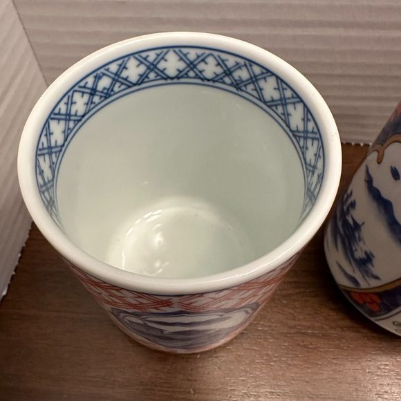 Lot of 5 Vintage Japanese Asian Porcelain Sake Tea Cup Flowers Blossom - Picture 9 of 11